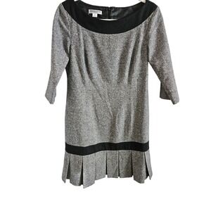 Pendleton Woman Petite Size 8 Drop Waist Dress Pleated Hem Virgin wool & Silk